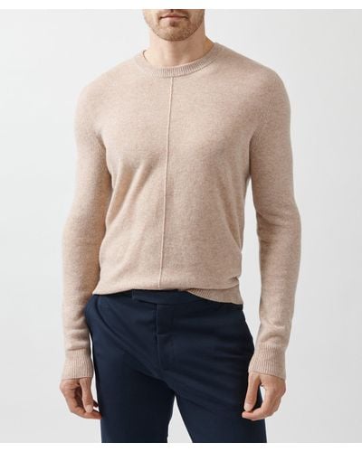 ATM Recycled Cashmere Exposed Seam Crew Neck Sweater - Blue