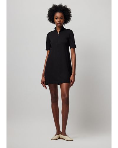 ATM Pima Cotton Zip Front Dress - Black