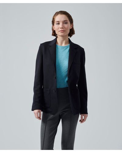 ATM Double Knit Blend Relaxed Blazer - Blue
