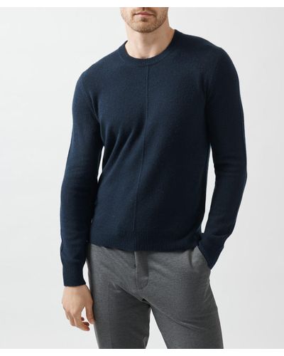 ATM Recycled Cashmere Exposed Seam Crew Neck Sweater - Blue