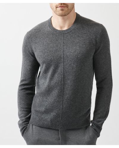 ATM Recycled Cashmere Exposed Seam Crew Neck Sweater - Gray
