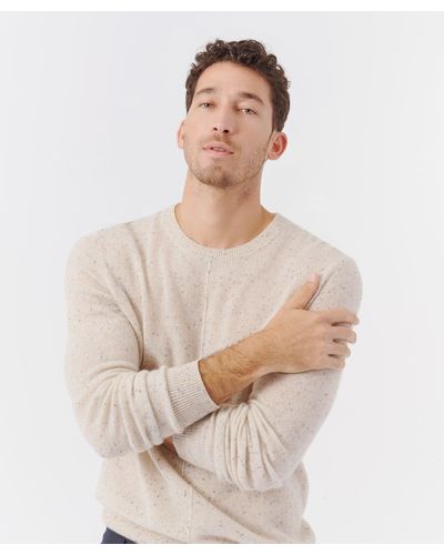 ATM Donegal Cashmere Exposed Seam Crew Neck Sweater - Natural