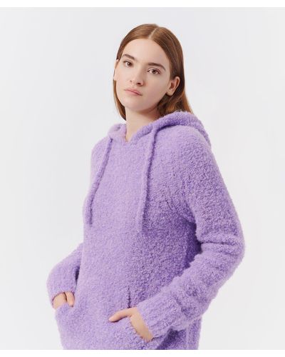 ATM Wool Blend Boucle Pullover Hoodie - Purple