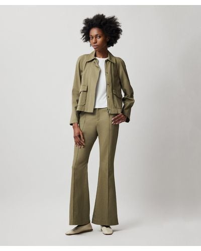 ATM Washed Cotton Twill Flare Pant - Green