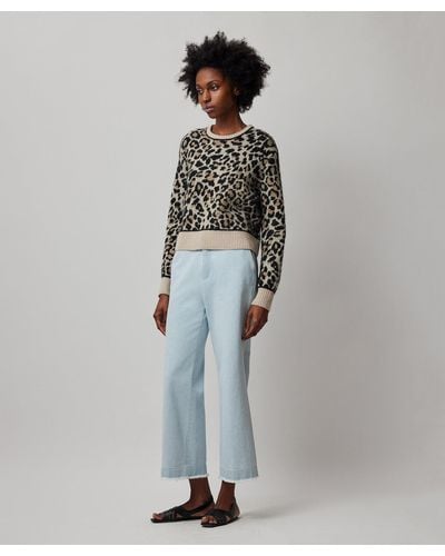 ATM Superfine Alpaca Blend Leopard Jacquard Pullover Sweater - Multicolor