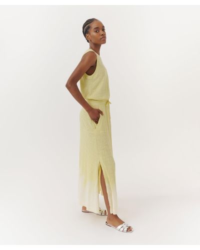 ATM Slub Jersey Jagged Dip Dye Sleeveless Dress - Natural