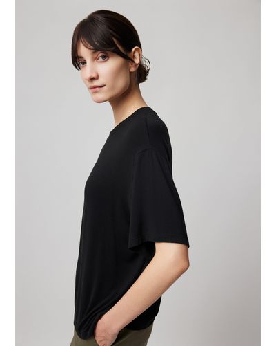 ATM Viscose Blend Jersey Crew Neck Relaxed Tee - Black