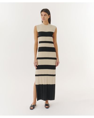 ATM Viscose Varigated Striped Maxi Dress - White