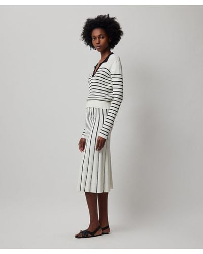 ATM Cotton Cashmere Blend Mixed Stripe Skirt - Multicolor