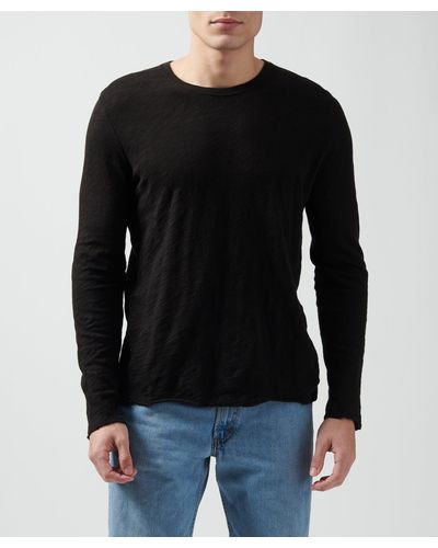 ATM Slub Jersey Long Sleeve Destroyed Wash Tee - Black