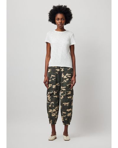 ATM Washed Cotton Twill With Camo Print Cargo Pant - White