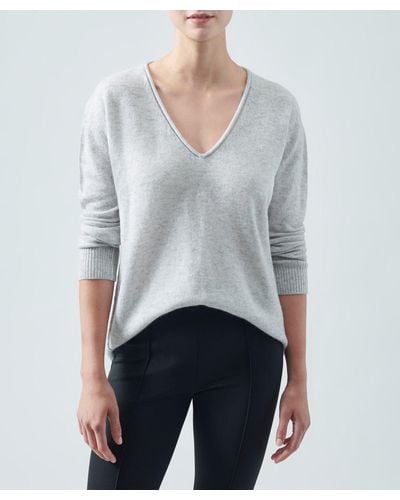 ATM Recycled Cashmere Relaxed V-neck Sweater - Gray