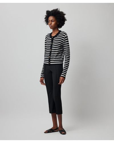 ATM Wool Cashmere With Stripe Cropped Cardigan - Blue