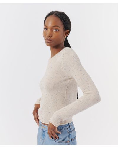 ATM Donegal Cashmere Crew Neck Sweater - White