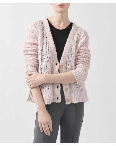 ATM Wool Blend Open Knit Cardigan - Natural