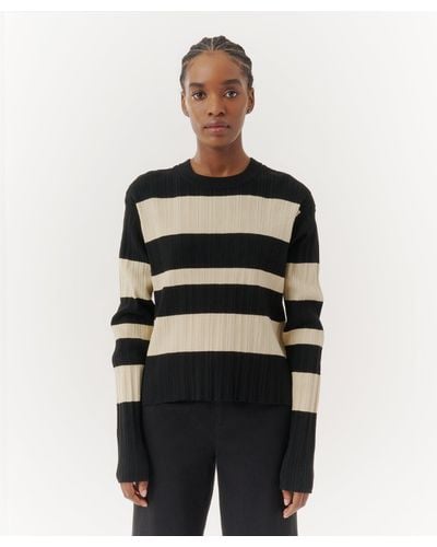 ATM Viscose Varigated Striped Long Sleeve Sweater - Multicolor