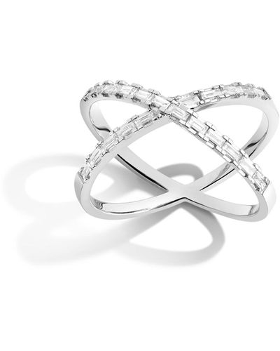 AUrate New York Diamond Baguette X Ring - White