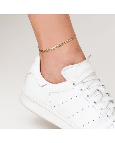AUrate New York Large Gold Curb Chain Anklet - White