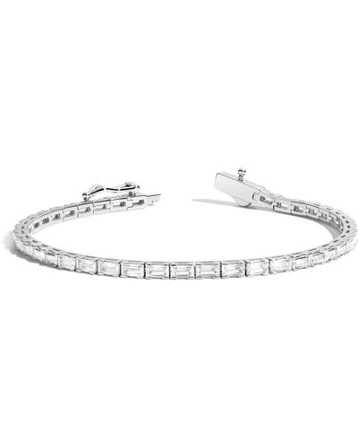 AUrate New York White Sapphire Horizontal Baguette Tennis Bracelet - Metallic