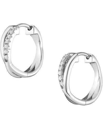 AUrate New York Diamond Crossover Huggie Earrings (15mm) - Brown