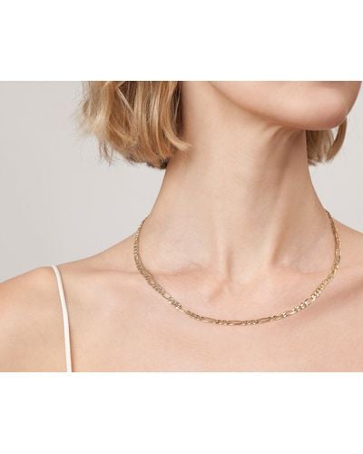 AUrate New York Large Gold Figaro Chain Necklace - White