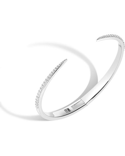 AUrate New York Diamond Claw Hinged Bracelet - White