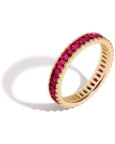 AUrate New York Red Ruby Baguette Eternity Ring - Pink
