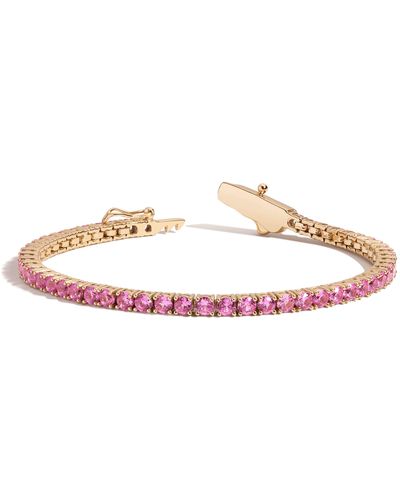 AUrate New York Pink Sapphire Tennis Bracelet