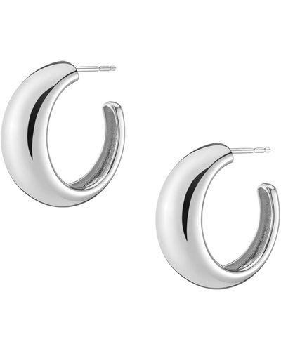 AUrate New York Gold Smooth Arch Hoops Medium - White