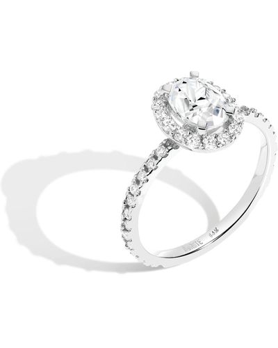 AUrate New York Pavé Oval-cut Halo Diamond Ring - White