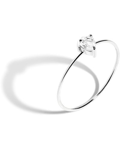 AUrate New York Pear White Sapphire Gold Ring