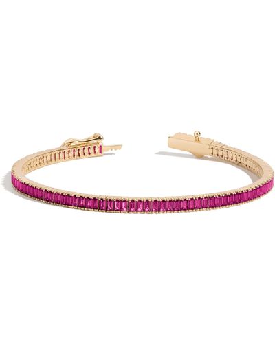 AUrate New York Red Ruby Baguette Tennis Bracelet - Pink