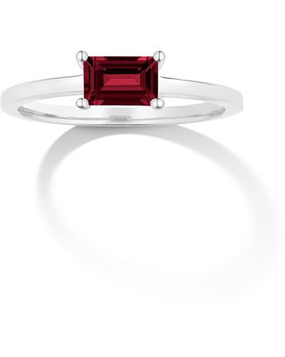AUrate New York Birthstone Baguette Ring (garnet) - Red