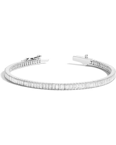 AUrate New York White Sapphire Baguette Tennis Bracelet - Metallic