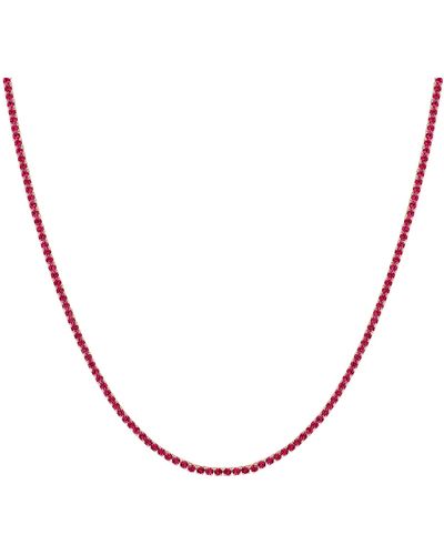 AUrate New York Red Ruby Tennis Necklace - Metallic