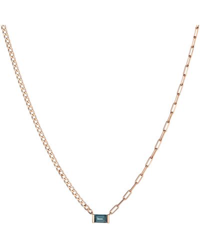 AUrate New York Aurate X Michelle: Tranquility Blue Topaz Chain Necklace - Metallic