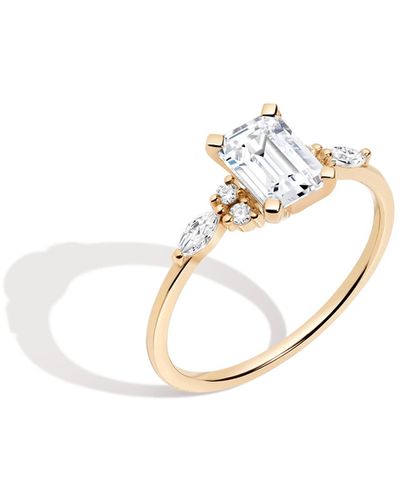 AUrate New York Emerald-cut Floral Diamond Ring - Metallic