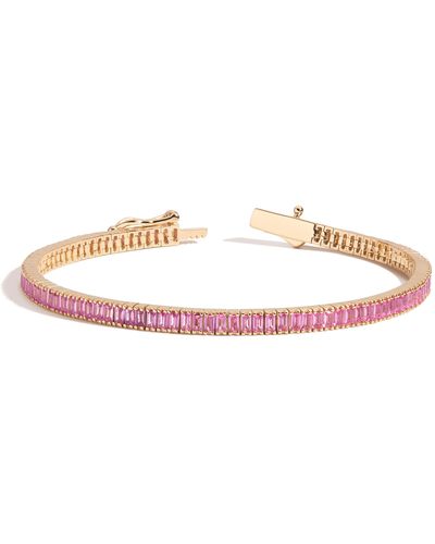 AUrate New York Pink Sapphire Baguette Tennis Bracelet