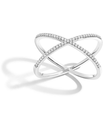AUrate New York Petite Diamond X Ring - White