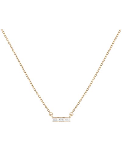 AUrate New York Mini Diamond Baguette Bar Necklace - Metallic