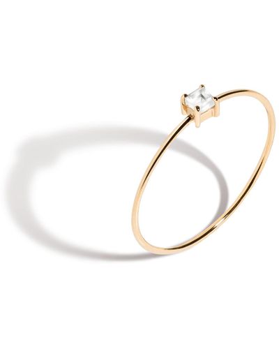 AUrate New York Square White Sapphire Gold Ring - Metallic