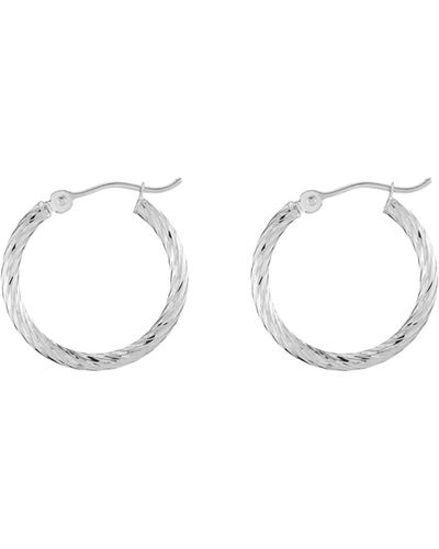 AUrate New York Thin Twisted Hoop Earrings (20mm) - Metallic