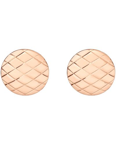 AUrate New York Quilted Gold Button Earrings - Pink