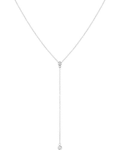 AUrate New York Diamond Bezel Lariat Necklace - White