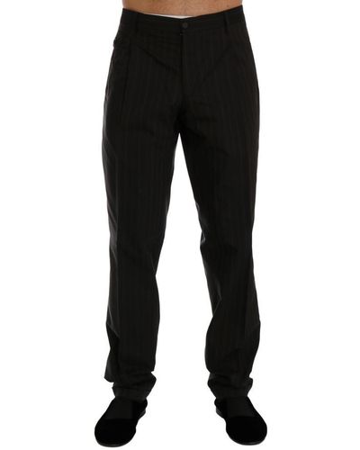 Dolce & Gabbana Dolce Gabbana Striped Cotton Dress Formal Pants - Black