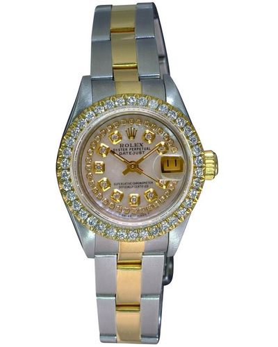 Rolex Lady Datejust Watch White Mop Diamond Dial & Bezel Oyster Band 26mm
