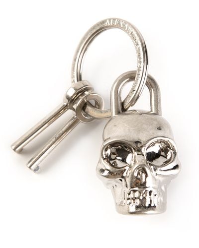Alexander McQueen Skull Padlock Keyring - Metallic