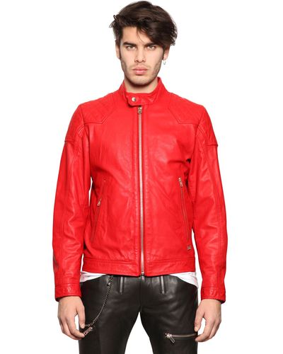 DIESEL Leather Moto Jacket - Red