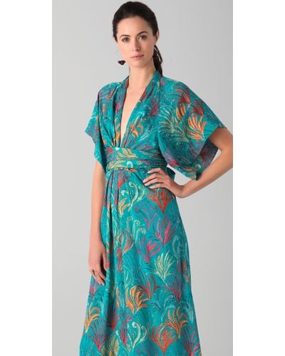 Issa Long Kimono Dress - Green