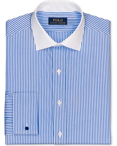 Ralph Lauren Polo Blue And White Stripe French Cuff Dress Shirt